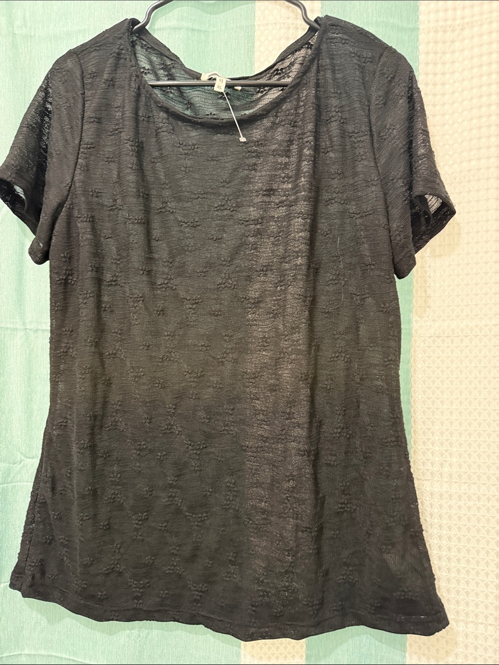 Maurices Black Short-Sleeve Textured Tee